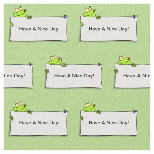 Cute green frog sign cartoon illustration fabric