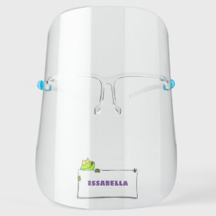 Cute green frog sign cartoon illustration face shield