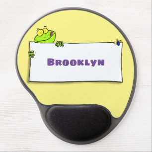 Cute green frog sign cartoon illustration gel mouse pad
