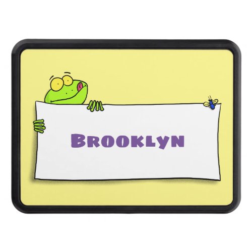 Cute green frog sign cartoon illustration hitch cover