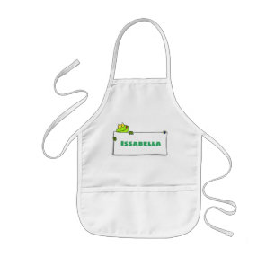 Cute green frog sign cartoon illustration kids' apron