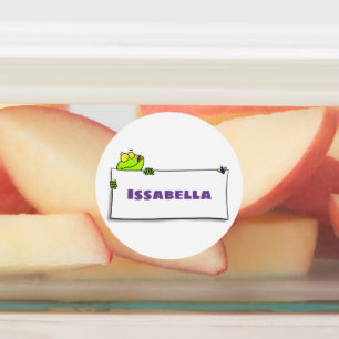 Cute green frog sign cartoon illustration labels