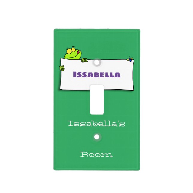 Cute green frog sign cartoon illustration light switch cover (Front)