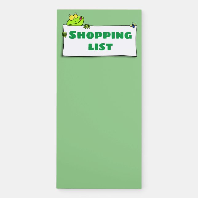 Cute green frog sign cartoon illustration magnetic notepad (Front)