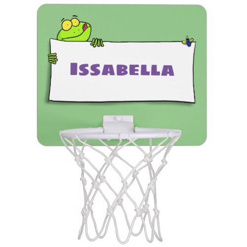 Cute green frog sign cartoon illustration mini basketball hoop