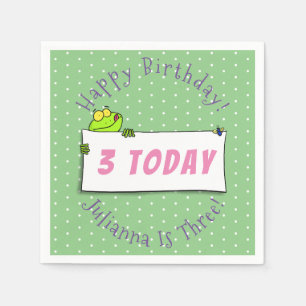 Cute green frog sign cartoon illustration napkins