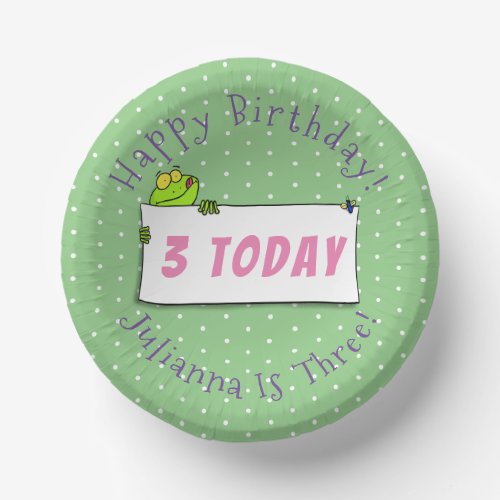 Cute green frog sign cartoon illustration paper bowls