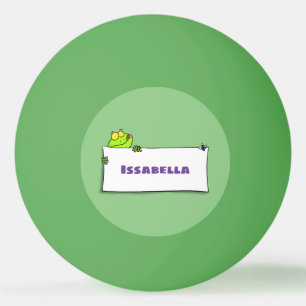 Cute green frog sign cartoon illustration ping pong ball