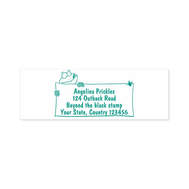 Cute green frog sign cartoon illustration self-inking stamp (Design)