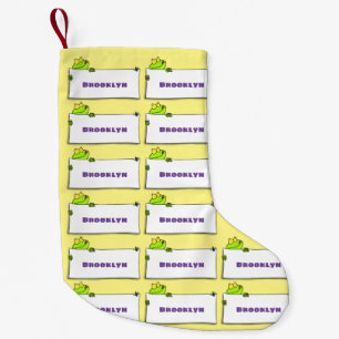 Cute green frog sign cartoon illustration small christmas stocking