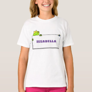 Cute green frog sign cartoon illustration T-Shirt