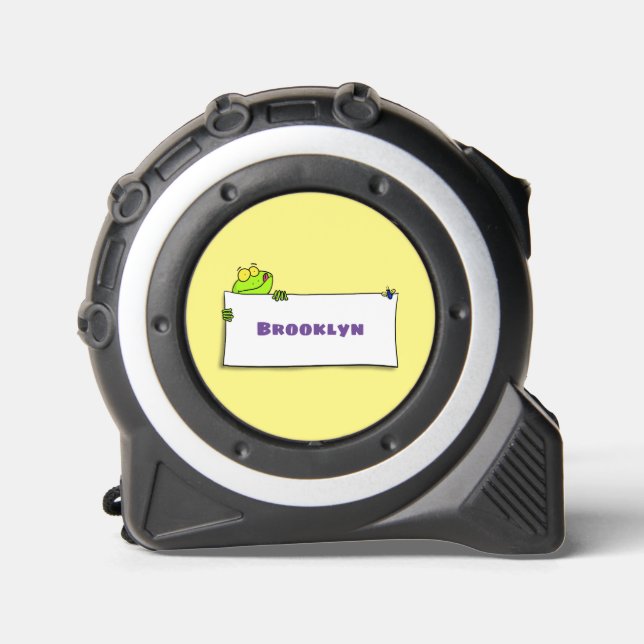 Cute green frog sign cartoon illustration tape measure (Front)