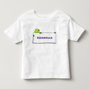 Cute green frog sign cartoon illustration toddler t-shirt