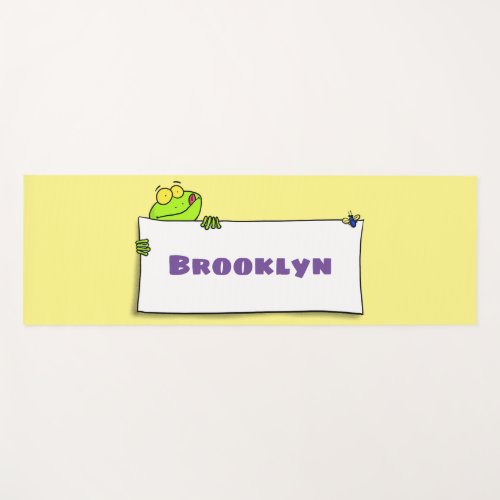 Cute green frog sign cartoon illustration yoga mat