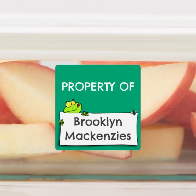 Cute green frog sign cartoon personalized labels (Affixed)