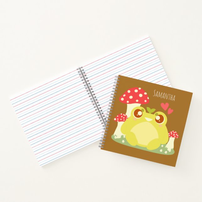 Cute Green Frog Sitting In Nature Notebook (Inside)