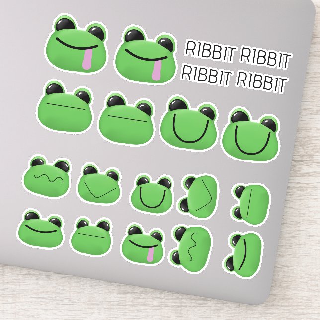 Cute Green Frog Sticker Set (Detail)