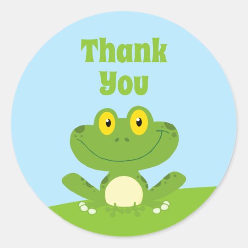 Cute Green Frog Thank You Classic Round Sticker