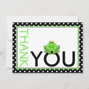 Cute Green Frog Thank You Note Card