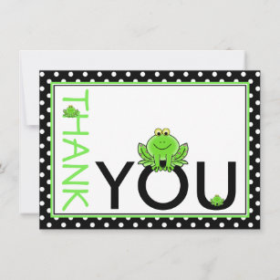Cute Green Frog Thank You Note Card