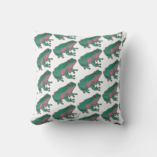 Cute Green frog Throw Pillow (Front)