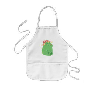 Cute Green Frog with Mushroom Hat Kids' Apron