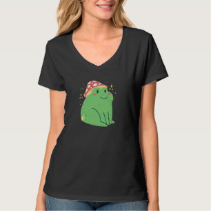 Cute Green Frog with Mushroom Hat T-Shirt