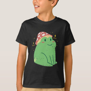 Cute Green Frog with Mushroom Hat T-Shirt