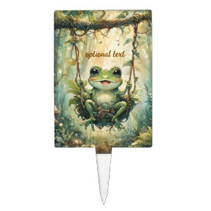 Cute Green Froggy Baby Shower Cake Topper