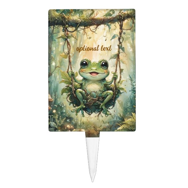 Cute Green Froggy Baby Shower  Cake Topper (Front)
