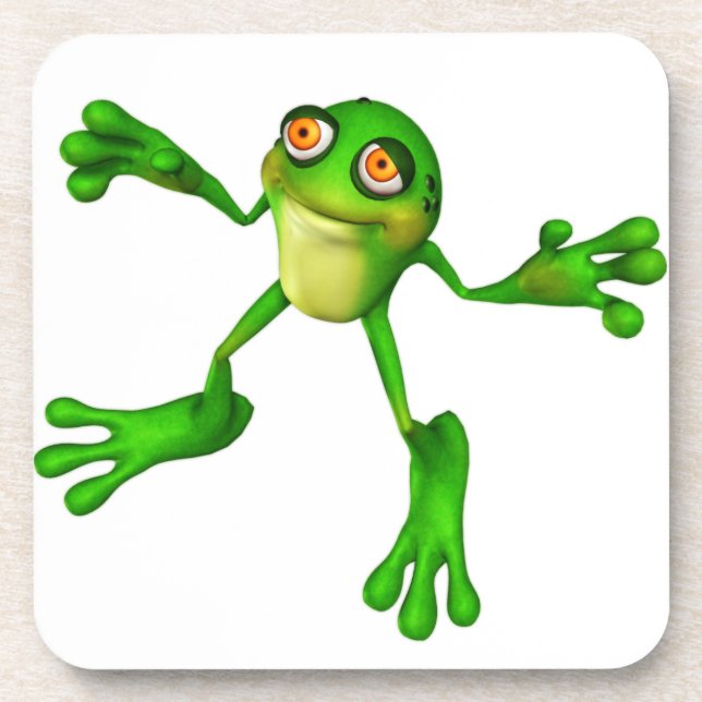 Cute Green Froggy Drink Coaster (Front)