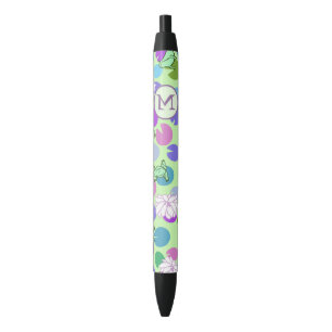 Cute Green Frogs Custom Monogram Initial Pen