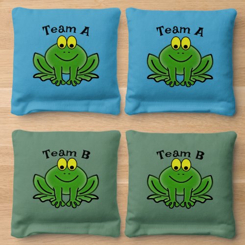 Cute Green Frogs Design Cornhole Bean Bags