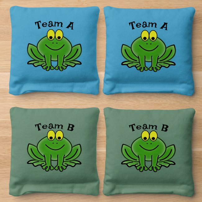 Cute Green Frogs Design Cornhole Bean Bags