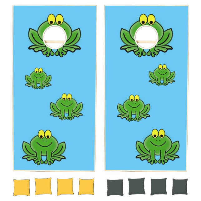 Cute Green Frogs Design Cornhole Set (Set)