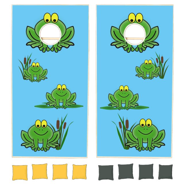 Cute Green Frogs Design Cornhole Set (Set)