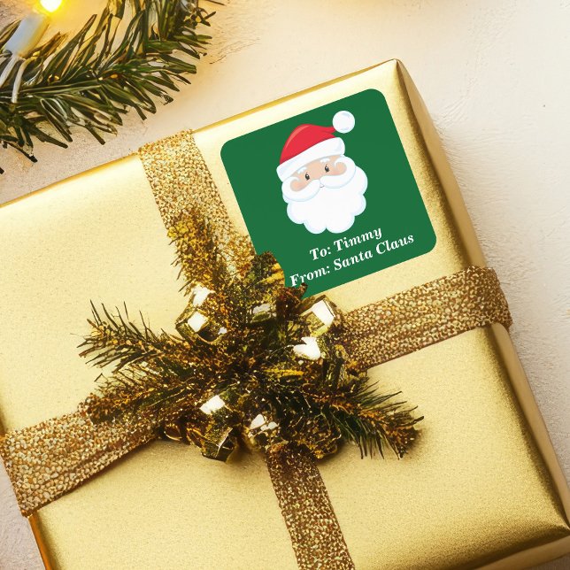Cute Green From Santa Claus Custom Christmas Square Sticker (Creator Uploaded)