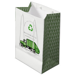 Cute Green Garbage Truck Kids Any Age Birthday  Medium Gift Bag