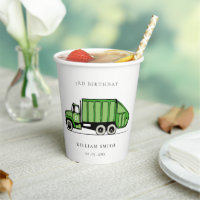 Cute Green Garbage Truck Kids Any Age Birthday