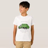 Cute Green Garbage Truck Kids Any Age Birthday T-Shirt (Front Full)