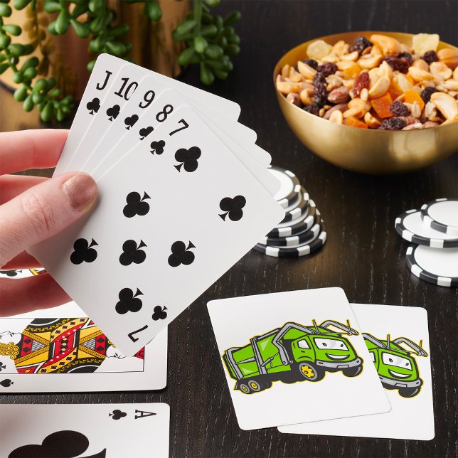 Cute Green Garbage Truck Poker Cards (Creator Uploaded)