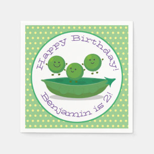 Cute green garden peas cartoon illustration napkins