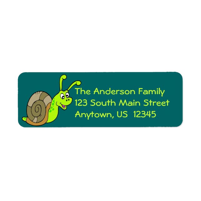 Cute Green Garden Snail Label (Front)