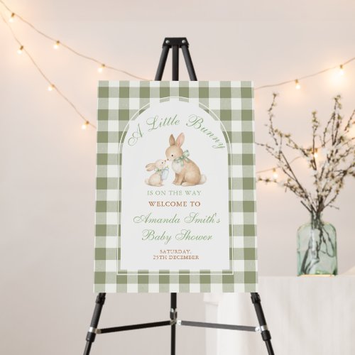 Cute Green Gingham Bunny Spring Easter Baby Shower Foam Board