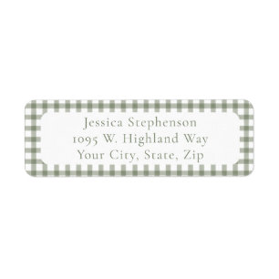 Cute Green Gingham Cottagecore Return Address Label