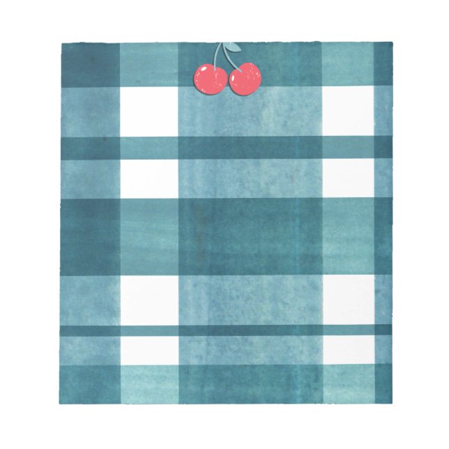 Cute green gingham  notepad (Front)