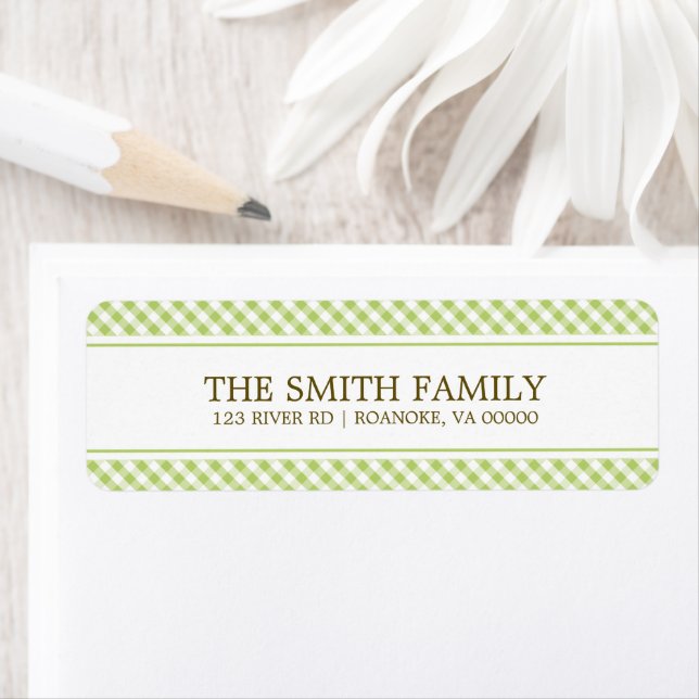 Cute Green Gingham Pattern Label (Insitu)