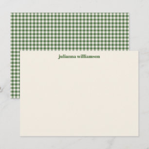 Cute Green Gingham Plaid Christmas Personalized Thank You Card
