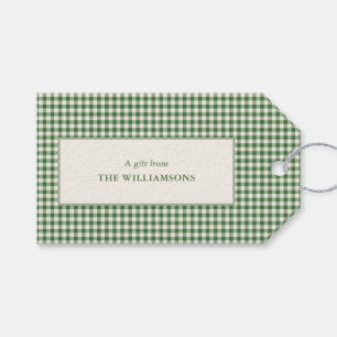Cute Green Gingham Plaid Custom Gift From Holiday Gift Tags