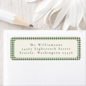 Cute Green Gingham Plaid Custom Return Address Label